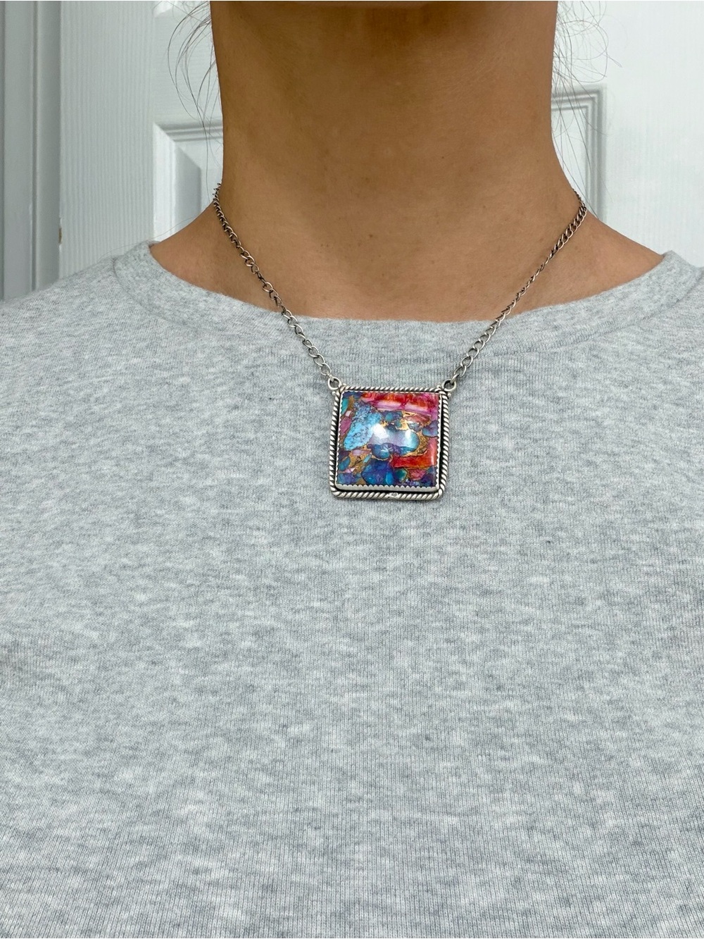 Colorful Stone Pendant Necklace | Boho Southwestern Statement Jewelry